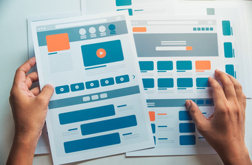 website designer creative planning application developer development draft sketch drawing template l