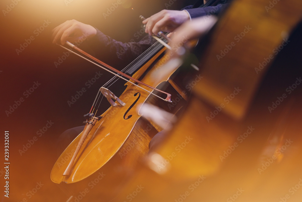 violoncelle musique classique orchestre archet corde instrument symphonique musicien concert - obrazy, fototapety, plakaty 