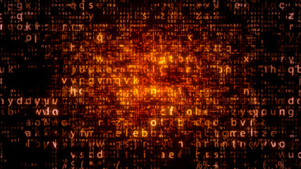 Wall Mural - led matrix letters sparkling brightly