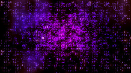 Wall Mural - sparkling falling violet matrix letters