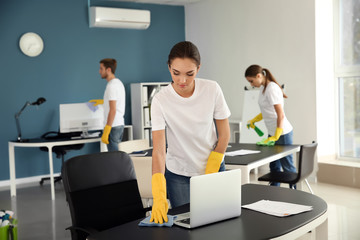 Sticker - Team of janitors cleaning office