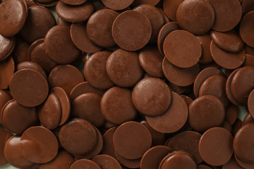 Wall Mural - Delicious chocolate chips, top view