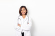 © suriya - portrait happy asian woman doctor on white background