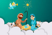 Christmas Nativity Religious Bethlehem Crib Scene In Holy Family