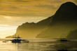 © Robert - Outrigger at sunset in the bay of El Nido, Bacuit Archipelago, Palawan, Philippines, Southeast Asia, Asia