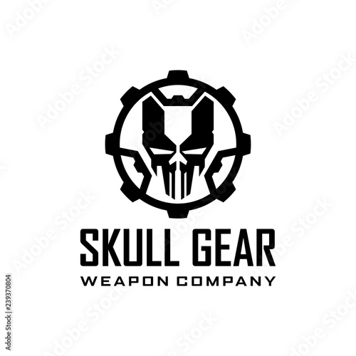 Skull Gear Weapon Company Military Tactical Logo Design Template