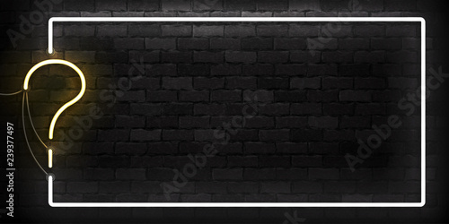 Fotografía Vector realistic isolated neon sign of Question frame logo for decoration and covering on the wall background