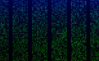 Wall Mural - a stream of binary matrix code on the screen. numbers of the computer matrix. the concept of coding,