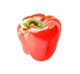 Wall Mural - Side view of shiny red pepper isolated on white background. Natural healthy food