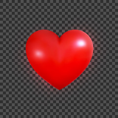 Wall Mural - Valentine heart. Realistic 3d heart for Valentine's Day. Glossy red heart.