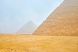Winter walk among pyramids in Giza, Egypt