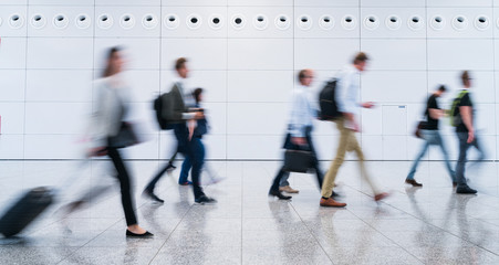 Wall Mural - blurred business people at a trade fair