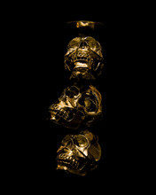 Golden Skulls - 3 Skull Gold With Dark Background