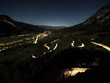 Switchbacks at the city Bad Hindeland in Germany at night illuminated by car lights