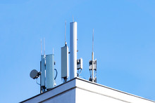Lots Of Telecommunication Antennas On The Roof Of A House, Telephone Connection
