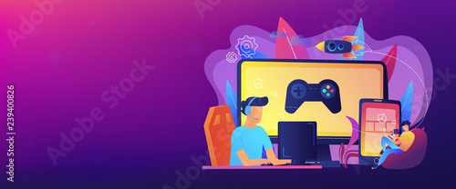 Gamers play video game on different hardware platforms Lerretsbilde