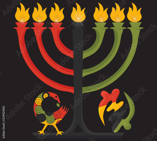 Vector Illustration For Kwanzaa Sankofa Bird Gye Nyame And Kwanzaa Kinara Candle Holder Buy This Stock Vector And Explore Similar Vectors At Adobe Stock Adobe Stock