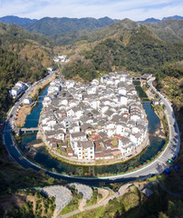 Sticker - aerial view of ancient jujing village