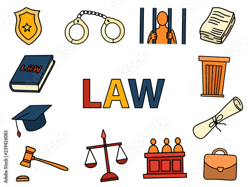 Law And Justice Art Doodle With Color Full Hand Drawn Sketching Icon Vector Buy This Stock Vector And Explore Similar Vectors At Adobe Stock Adobe Stock,Fox Line Drawing Easy