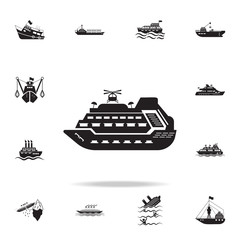 Canvas Print - mega yacht with a helicopter icon. Detailed set of ship icons. Premium graphic design. One of the collection icons for websites, web design, mobile app