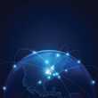© Jackie Niam - concept of communication world or global network, graphic of dotted globe with light wire