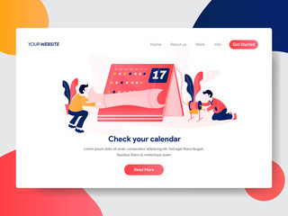 Wall Mural - landing page template of calendar and appointments concept. modern flat design concept of web page d