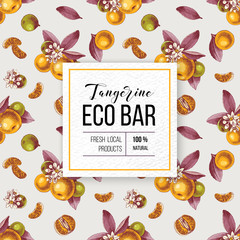 Wall Mural - Eco bar tangerine paper emblem