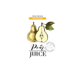 Wall Mural - Pear juice design with type and hand drawn pears