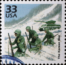 American Soldiers In Korean War On Postage Stamp