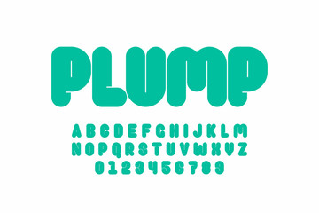 Sticker - Plump font design, thick alphabet letters and numbers