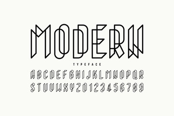 Modern font design, alphabet letters and numbers