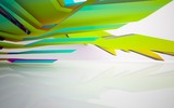 Fototapeta  - Abstract dynamic interior with gradient colored objects. 3D illustration and rendering