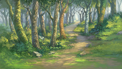 Wall Mural - fantasy forest background illustration digital painting