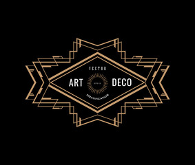 Wall Mural - art deco vintage badge logo design template vector illustration