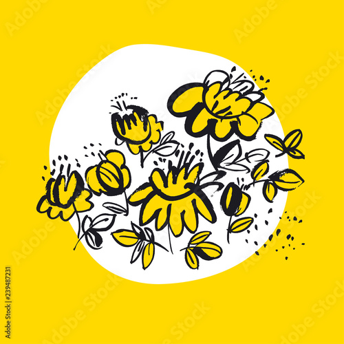 Flowers hand drawn color ve...