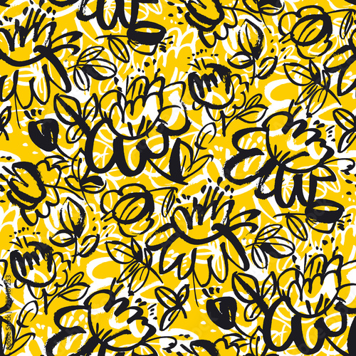 Floral blossom hand drawn s...