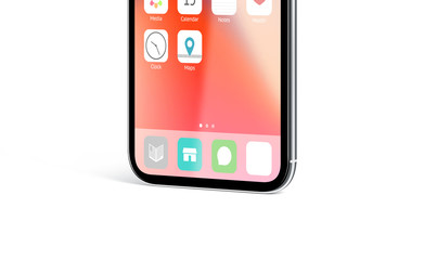 Wall Mural - blank white app icon on infinidock menu phone screen mockup, 3d rendering. empty annex on telephone 