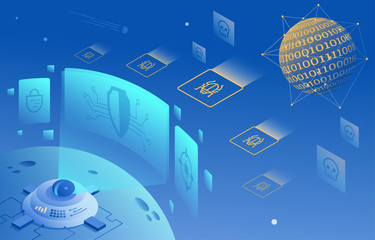 cyber security and information or network protection illustration