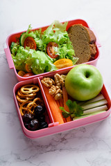 Wall Mural - Lunch box with salad and healthy food for work and school