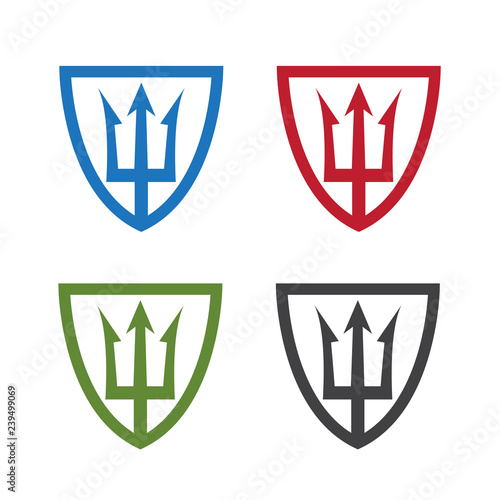 Fotografía shields with neptune trident vector design template