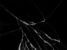 Cracked Glass Texture On Black Background. Isolated Realistic Cracked Glass Effect.