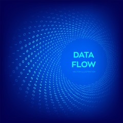 Wall Mural - Data Flow. Digital Code. Binary data flow. Virtual tunnel warp. Coding, programming or hacking concept. Computer science illustration with 1 and 0 symbols repetitions. Vector Illustration.