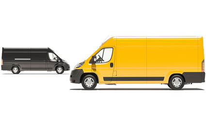 Wall Mural - Digitally Generated Black and Yellow Delivery Vans 3D Rendering