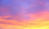 Fototapeta Zachód słońca - Sunset vector background. Sunrise wallpaper. Abstract beautiful heaven with clouds. Sunlight gradient blurred sky. Sundown backdrop. 