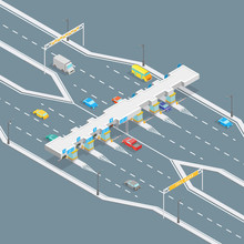 Toll Road Payment Concept 3d Isometric View. Vector