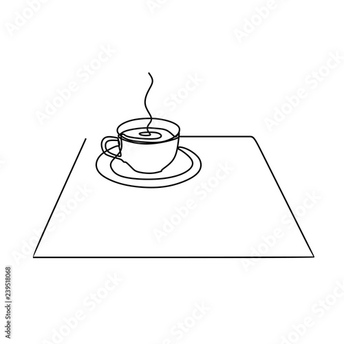 One Line Drawing Of A Cup Of Coffee Or Tea On The Table Stock Vector Adobe Stock
