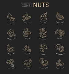 Canvas Print - Vector icon and logo for nuts and seeds. Editable outline stroke