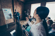 © deagreez - Close up photo of standing up with questions advice thought idea young she her lady tell talk speak of additional money they can earn all dressed in formal wear jackets and shirts