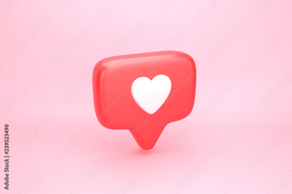 One like social media notification with heart icon - obrazy, fototapety, plakaty 