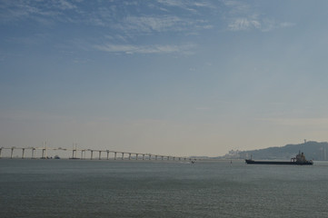 Poster - pont Port Macao Chine Mer bateau transport Asie